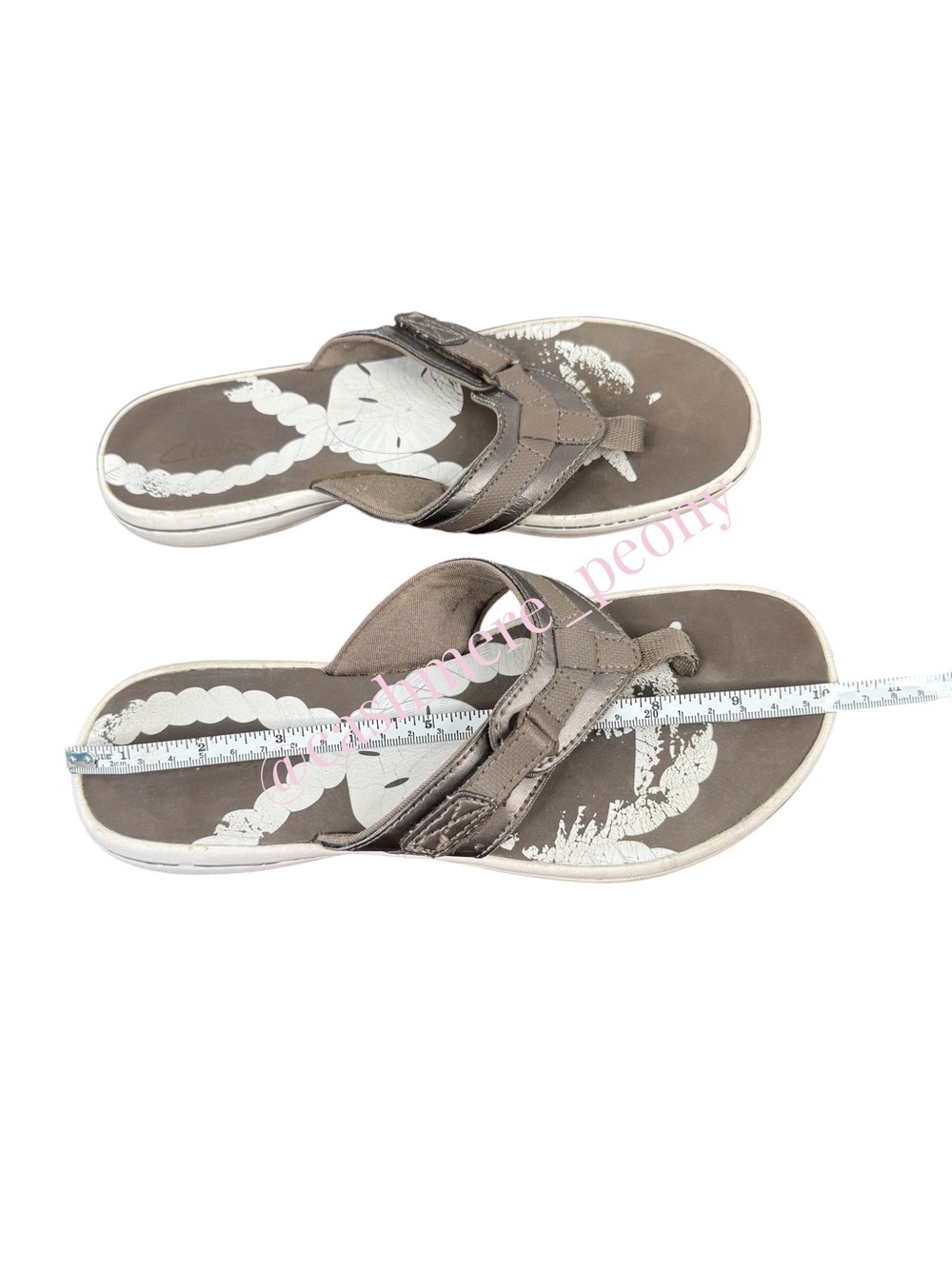 Clarks Seymour Taupe Flip Flop Sandals Womens Size 8 - Picture 7 of 8